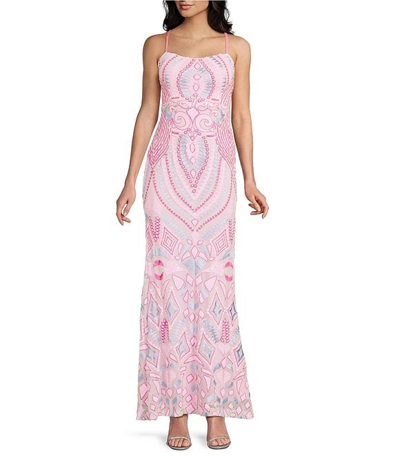 Dear Moon Sequin Patterned Lace Up Back Fitted Dress