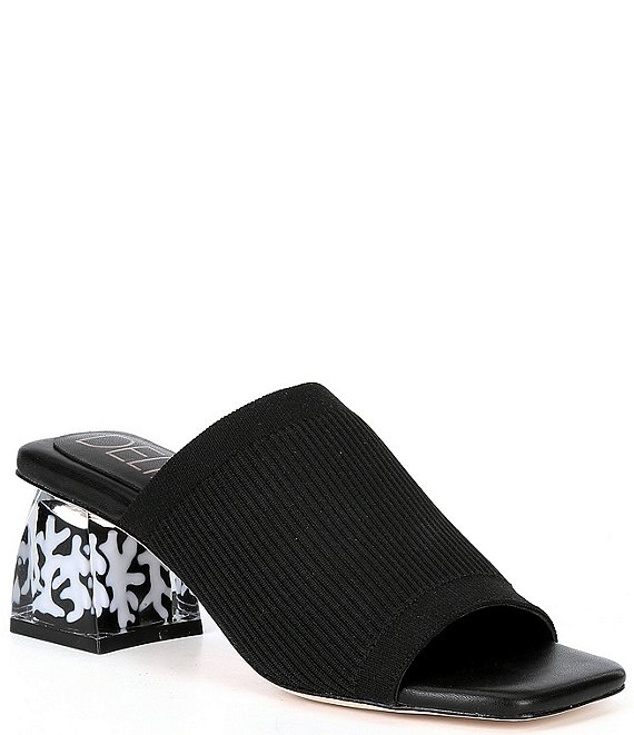 Color:Black - Image 1 - Frankie Stretch Knit Molded Block Heel Sandals