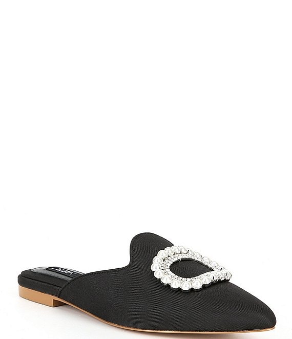 Deltan Luna Grosgrain Pearl Embellished Dress Mules | Dillard's