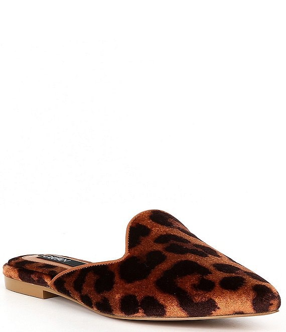 Color:Leopard - Image 1 - Luna Velvet Leopard Pointed Toe Dress Mules