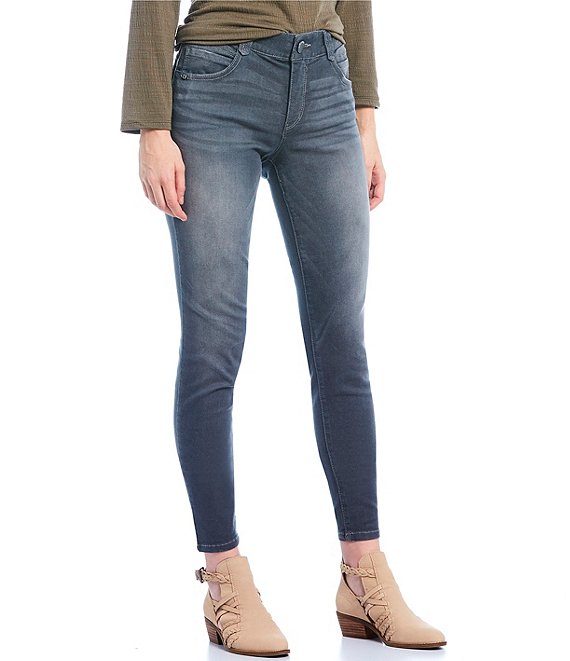 Color:Grey - Image 1 - #double;Ab#double;solution® Mid Rise Skinny Leg Ankle Jeggings