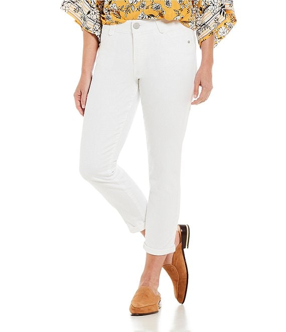 Color:Optic White - Image 1 - Petite Size #double;Ab#double;solution® Crop Mid Rise Cuffed Jeans