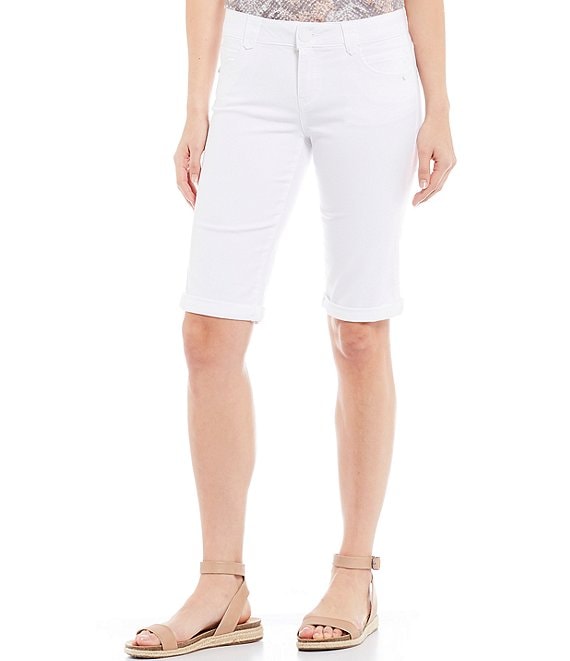 Color:Optic White - Image 1 - Petite Size #double;Ab#double;solution® Cuffed Mid Rise Bermuda Shorts