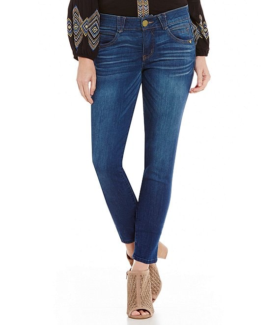 Color:Blue - Image 1 - Petite Size #double;Ab#double;solution® Skinny Mid Rise Ankle Jeggings