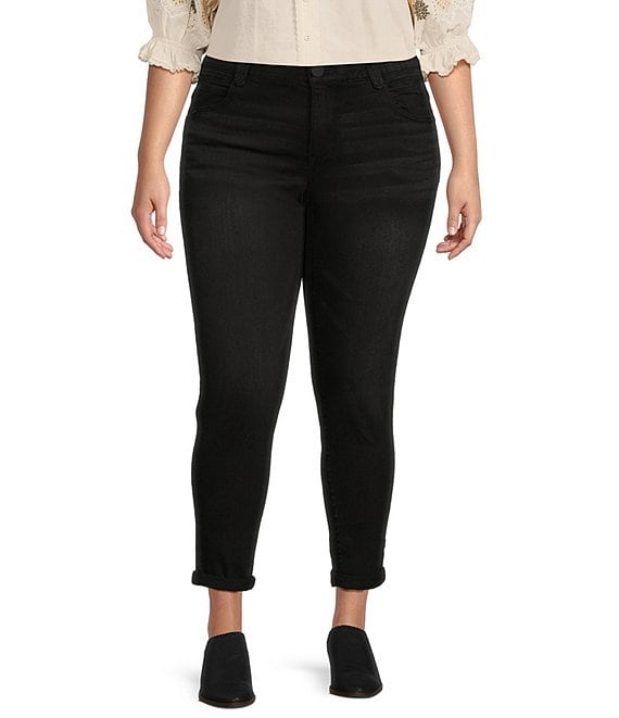 Color:Black - Image 1 - Plus Size #double;Ab#double;solution Luxe Touch Ankle Skimmer Jeans