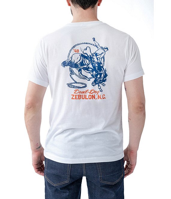 Devil-Dog Dungarees Ropin' Cowboy Graphic T-Shirt, White - Image 1