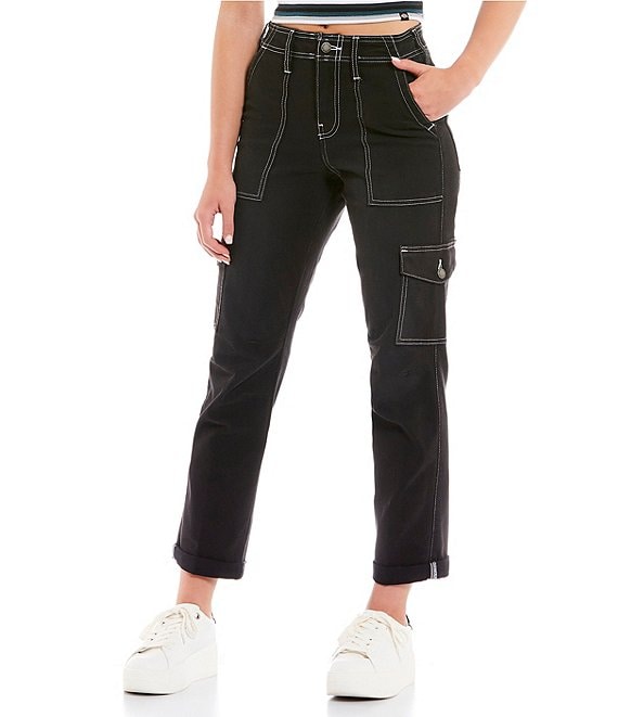 ZW COLLECTION SLIM FIT MID-RISE CARGO JEANS - Black