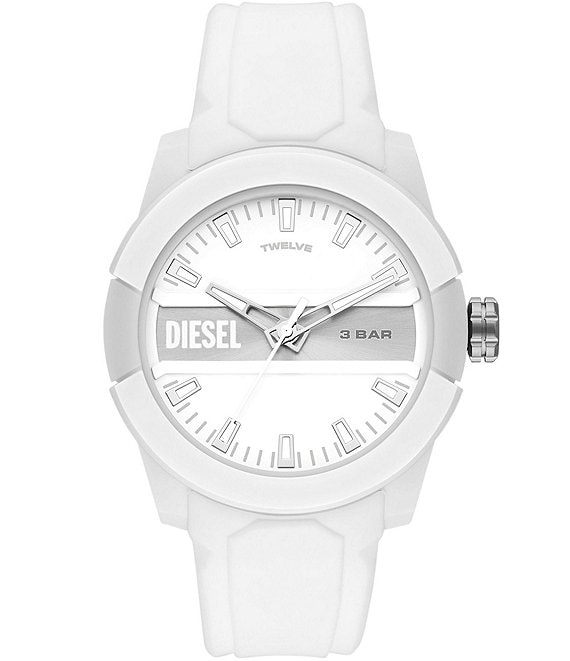 Color:White - Image 1 - Double Up Three-Hand White Silicone Watch