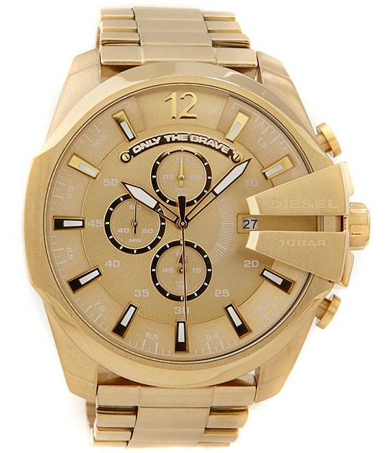 Diesel Mega Chief Gold IP Stainless Steel Chronograph Watch