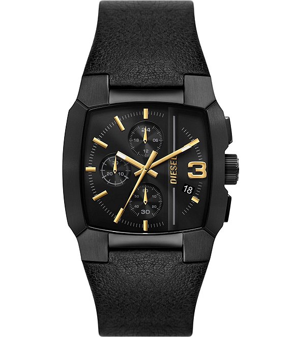 Diesel Men s Cliffhanger Chronograph Black Leather Strap Watch