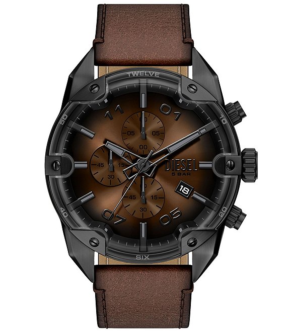 Diesel Men's Spiked Chronograph Leather Strap Watch