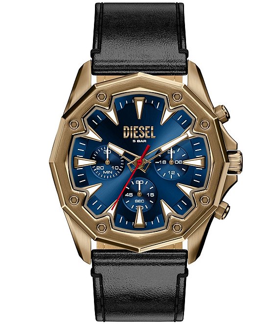 Diesel Men's Stinger Chronograph Black Leather Strap Watch