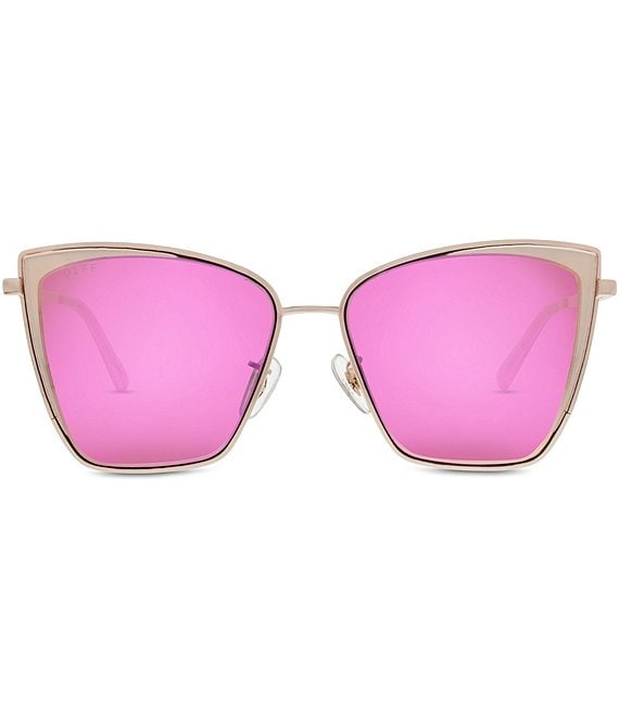 Color:Rose Gold/Pink - Image 1 - Becky Rose Gold Pink Polarized Cat Eye Sunglasses