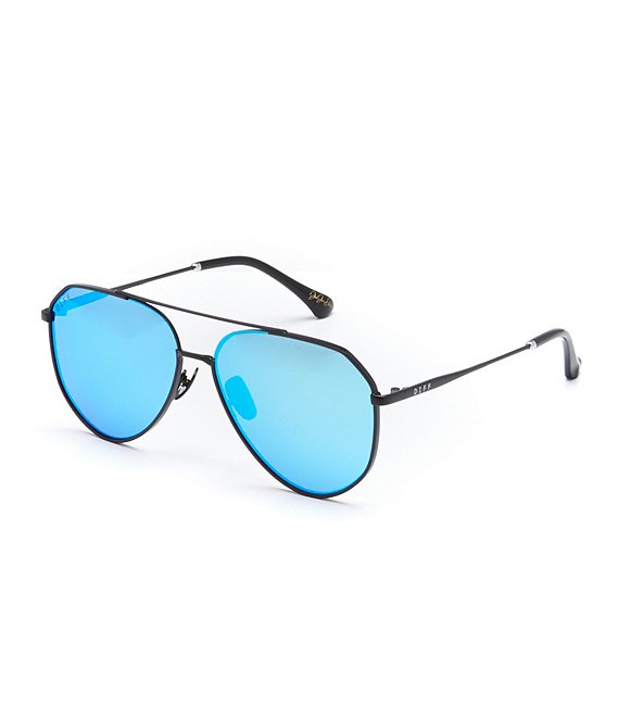 Color:Black/Blue - Image 1 - Dash Blue Mirror Aviator Sunglasses