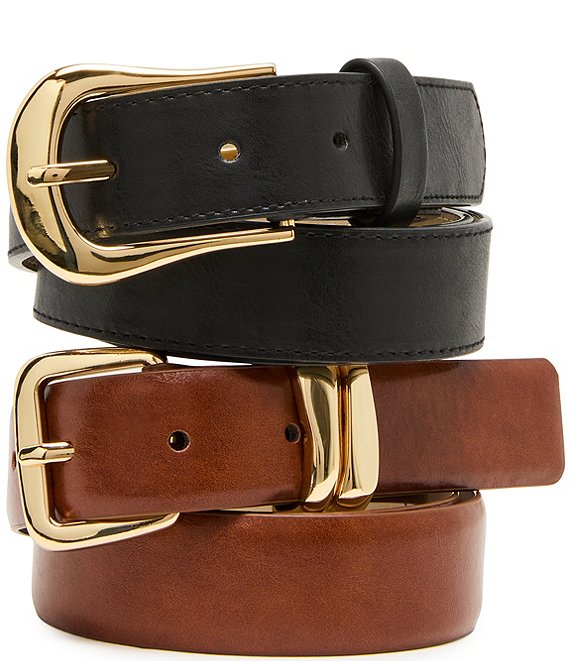 Dillard's 2-For-1 1#double; Textured and Micro-Glazed Sculptural Keeper Belt Set