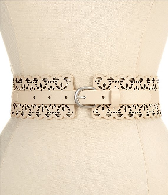 Dillard's 2.5#double; Scallop Perforated Wide Stretch Belt