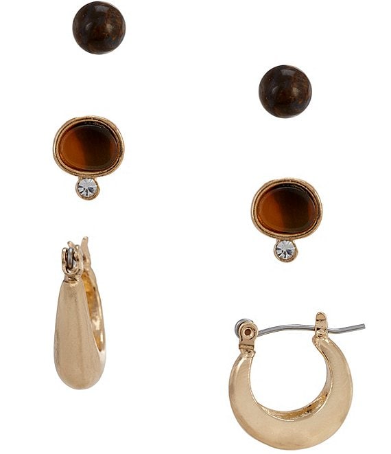 Dillard's Bead Studs And Hoop Earring Set