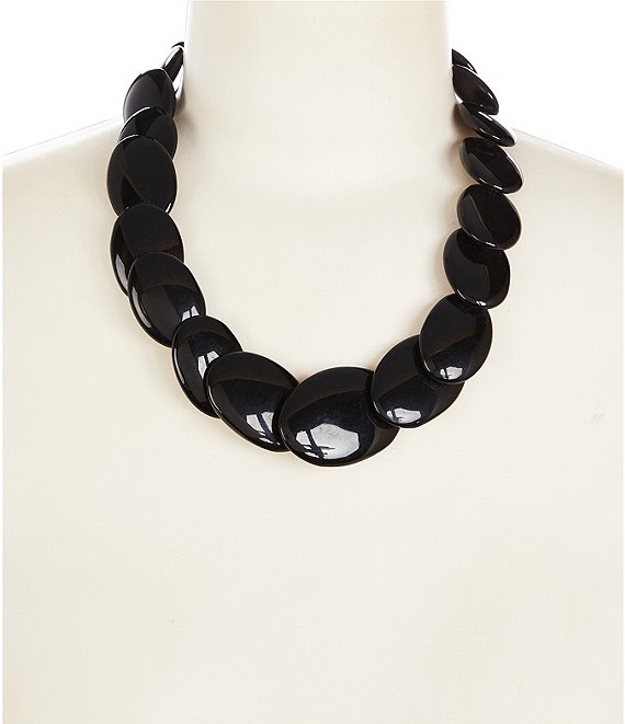 Dillard's Black Oval Statement Necklace