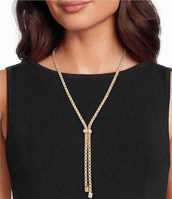 Dillard's Box Chain Y Necklace