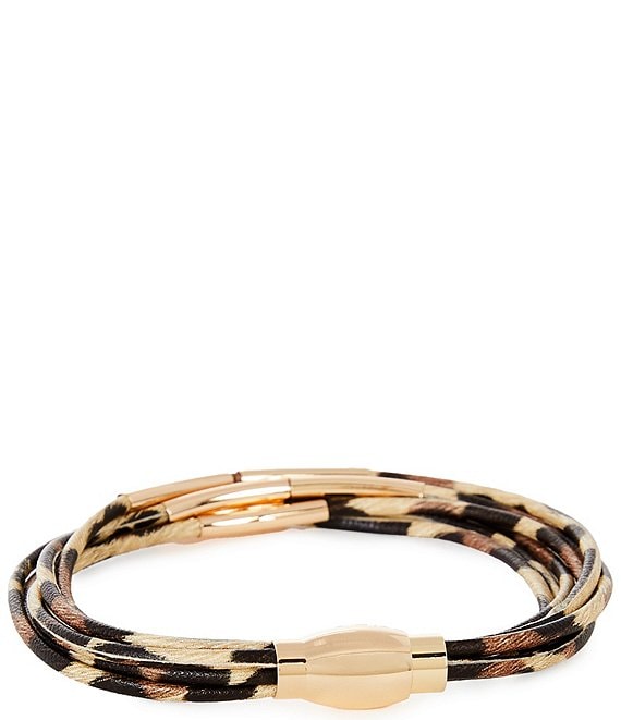 Dillard's Brass Tube Leopard Multi Cord Line Bracelet