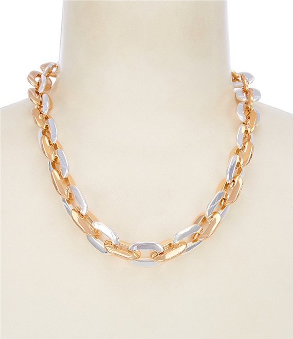 Dillard's Chunky Two Tone Chain Collar Necklace