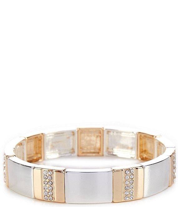 Dillard's Crystal Pave Polished Metal Stretch Bracelet