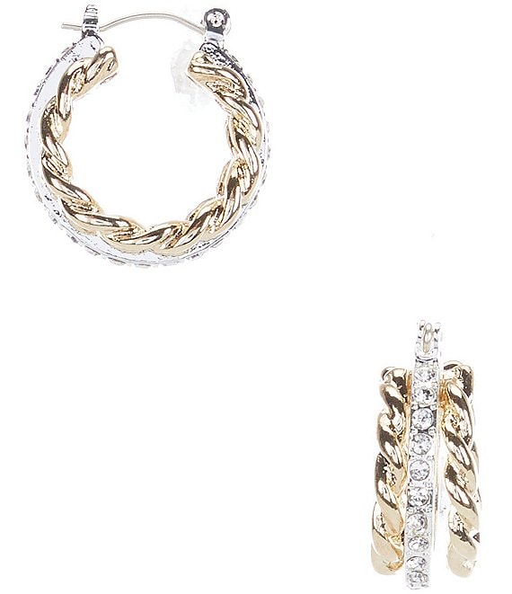 Dillard's Crystal Pave Twisted Wire Hoop Earrings | Dillard's