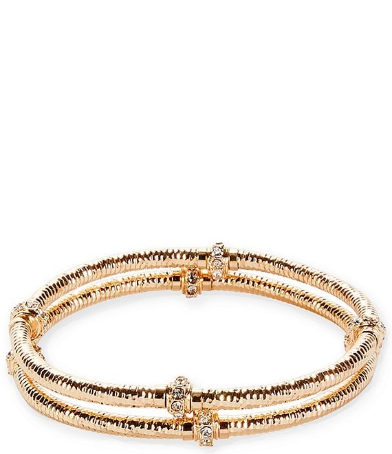 Dillard's Crystal Rondelle Textured Tube Stretch Bracelet