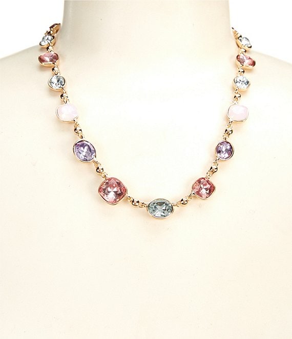 Dillard's Cushion Square & Oval Multi Color Stone Collar Necklace