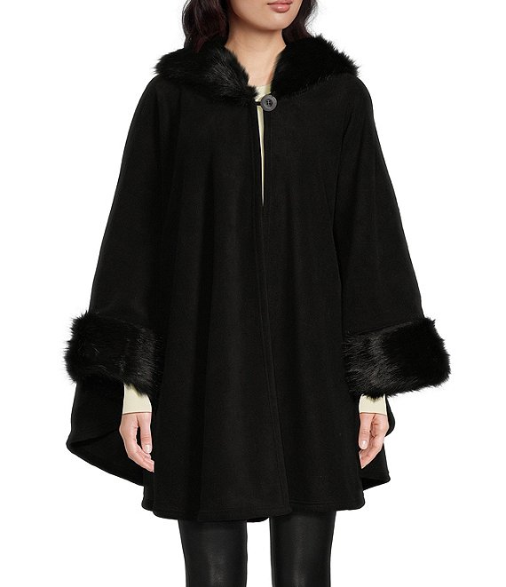 Dillard's Faux Fur Trimmed Hooded Cape | Dillard's