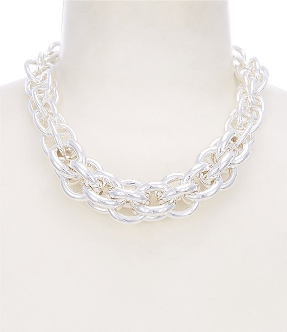 Dillard's Large Oval Link Chain Interlinked Collar Necklace