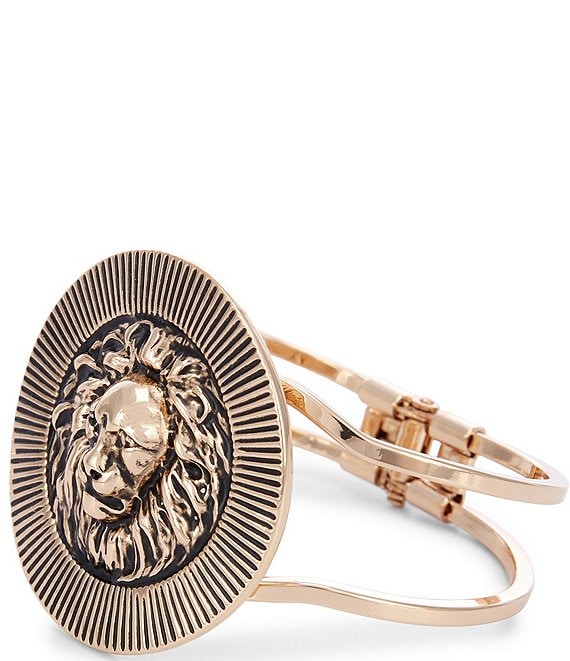 Dillard's Lion Head Line Textured Metal Wire Hinge Bracelet