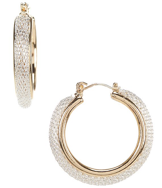 Dillard's Mesh Chain Round Metal Hoop Earrings | Dillard's