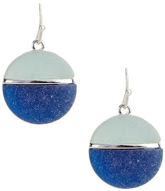 Dillard's Multi Blue Resin Cab Round Drop Earrings