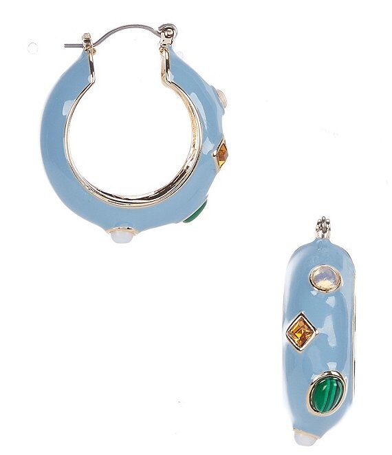 Multi-Coloured Crystal Baguette Hoop Earrings – ByLeyla