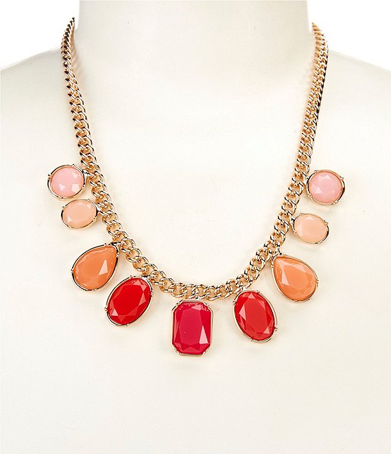 Dillard's Multi Shape Drop Frontal Curb Chain Collar Necklace