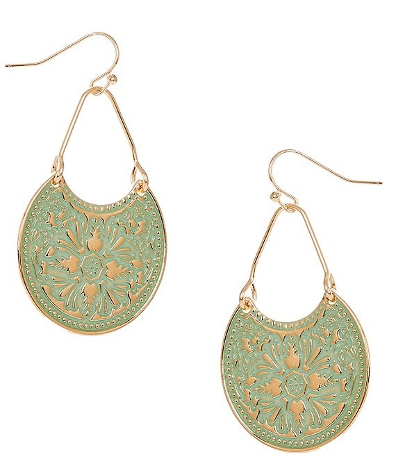 Dillard's Multi Texture Metal Drop Earrings