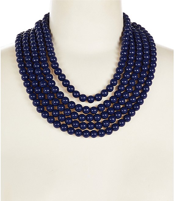 Dillard's Navy Beaded Short Multi-Strand Statement Necklace