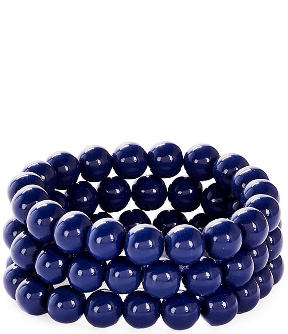 Dillard's Navy Beads Stretch Bracelet Set