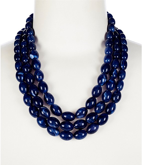 Dillard's Oval Blue Beaded Short Multi Strand Necklace