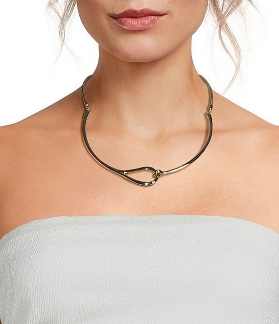 Dillard's Polished Metal Loop Collar Short Collar Necklace