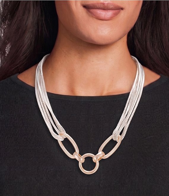 Dillard's Round & Oval Link Frontal Box Chain Short Multi Strand Necklace