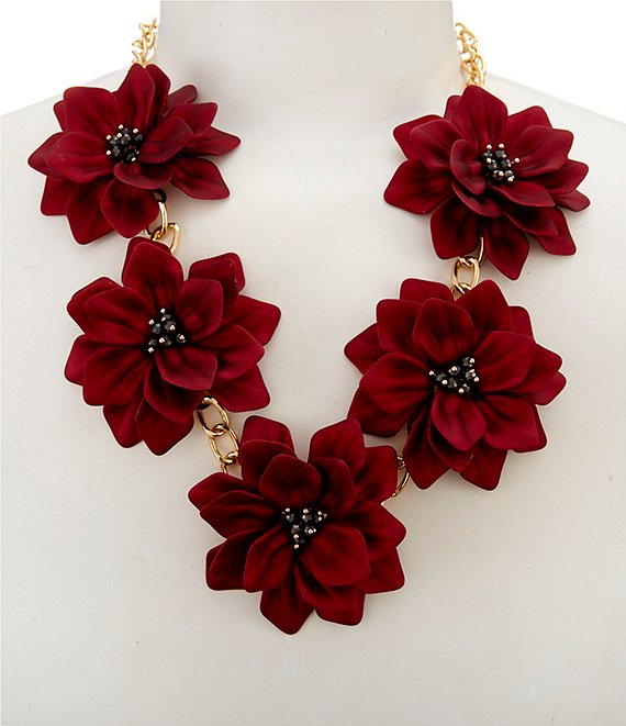 Dillard's Scarlet Flowers Statement Necklace