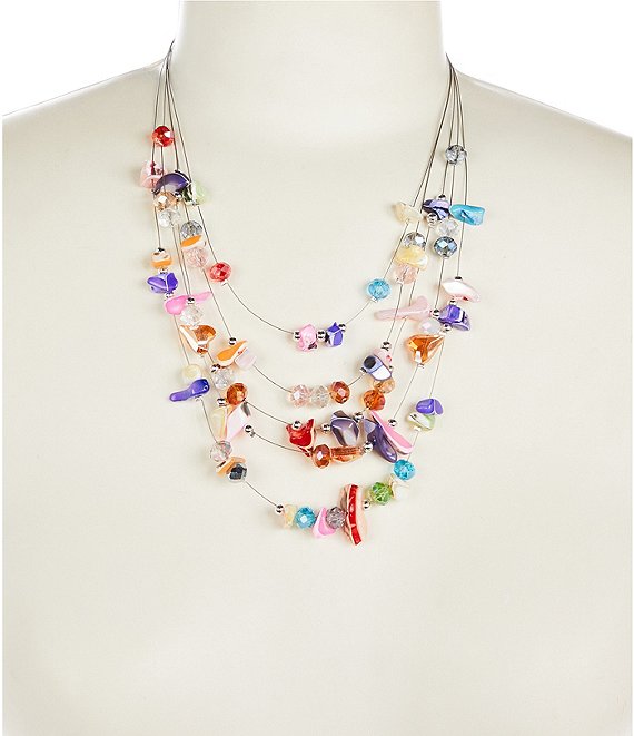 Dillard's Shells And Beads Illusion Short Multi Strand Necklace