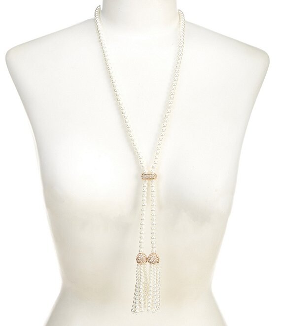 Dillard's Tailored Pearl & Crystal Pave Long Tassel Y-Necklace | Dillard's