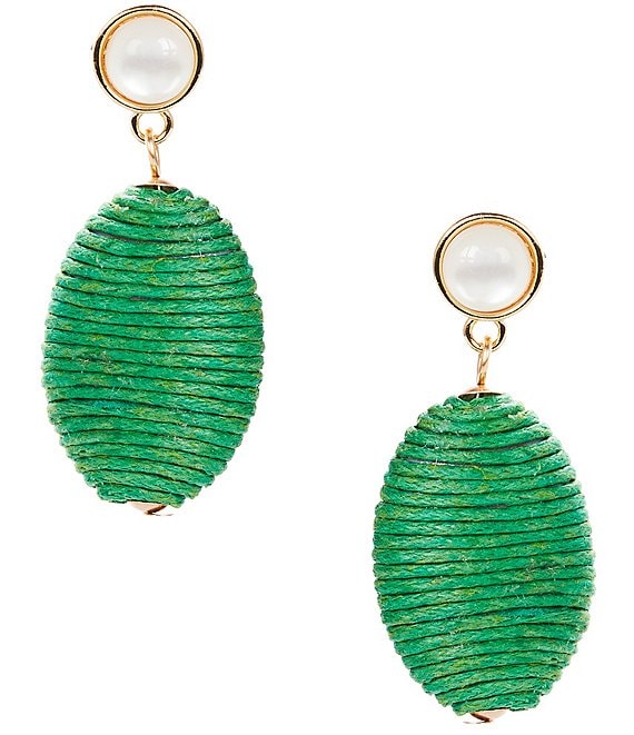 Dillard's Thread Wrapped Green Drop Earrings