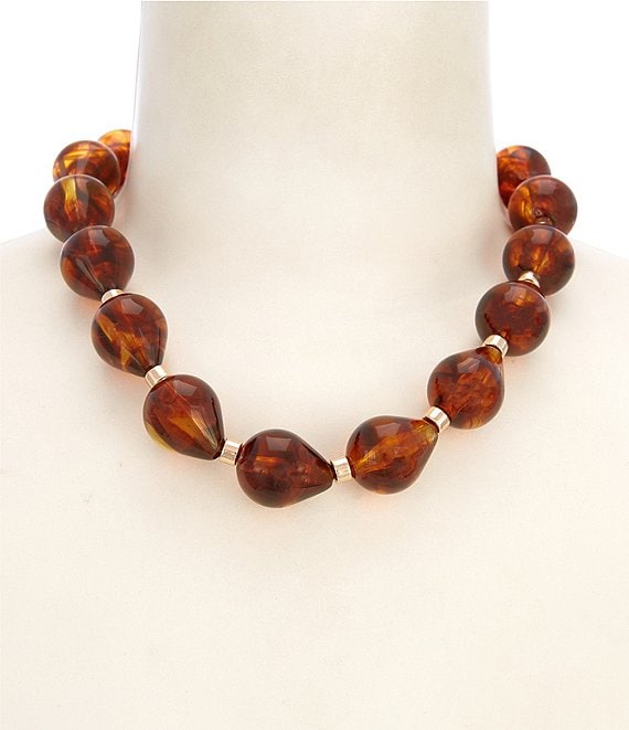 Dillard's Tortoise Teardrop Resin Beaded Short Collar Necklace