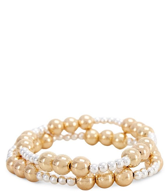 Dillard's Two Tone Bead Stretch Bracelet Set