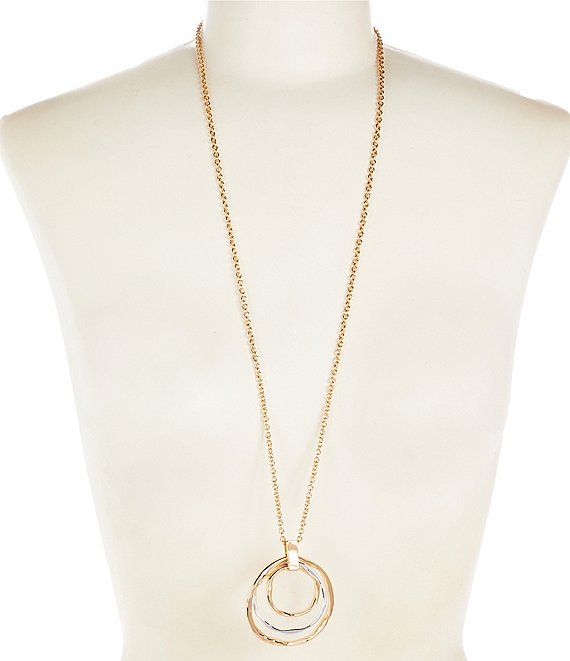 Dillard's Two Tone Circles Long Pendant Necklace