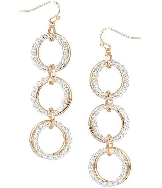 Dillard's Two Tone Link Drop Earrings